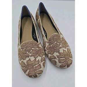 Rothy's The Lounge Loafer Gold Chantilly 10 Floral Flats Cottagecore Boho